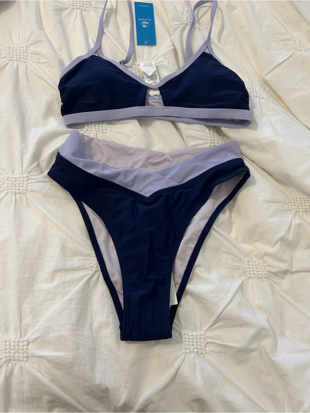 Cupshe Navy and Lavender Two-Piece Bikini Set